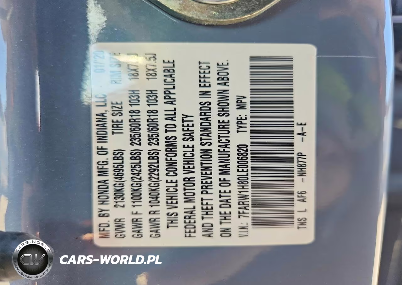 2020 HONDA CR-V EXL VIN:7FARW1H80LE006820 - 13