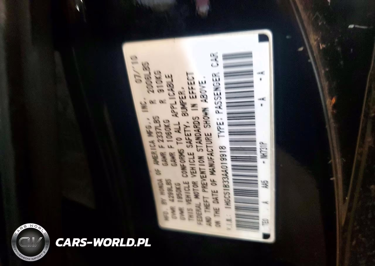 2010 Honda Accord Lx VIN:1HGCS1B33AA019918 - 12