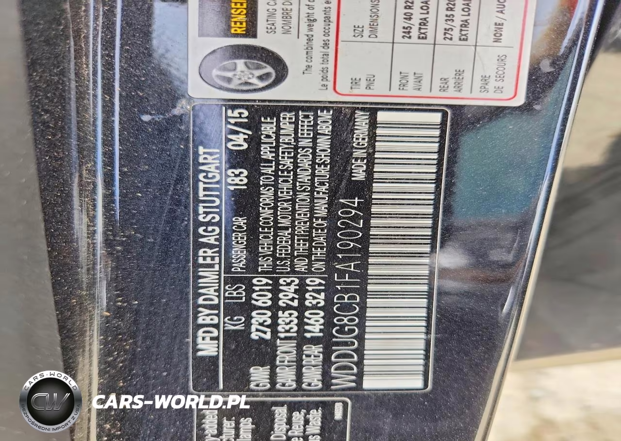 2015 Mercedes-Benz S 550 VIN:WDDUG8CB1FA190294 - 12