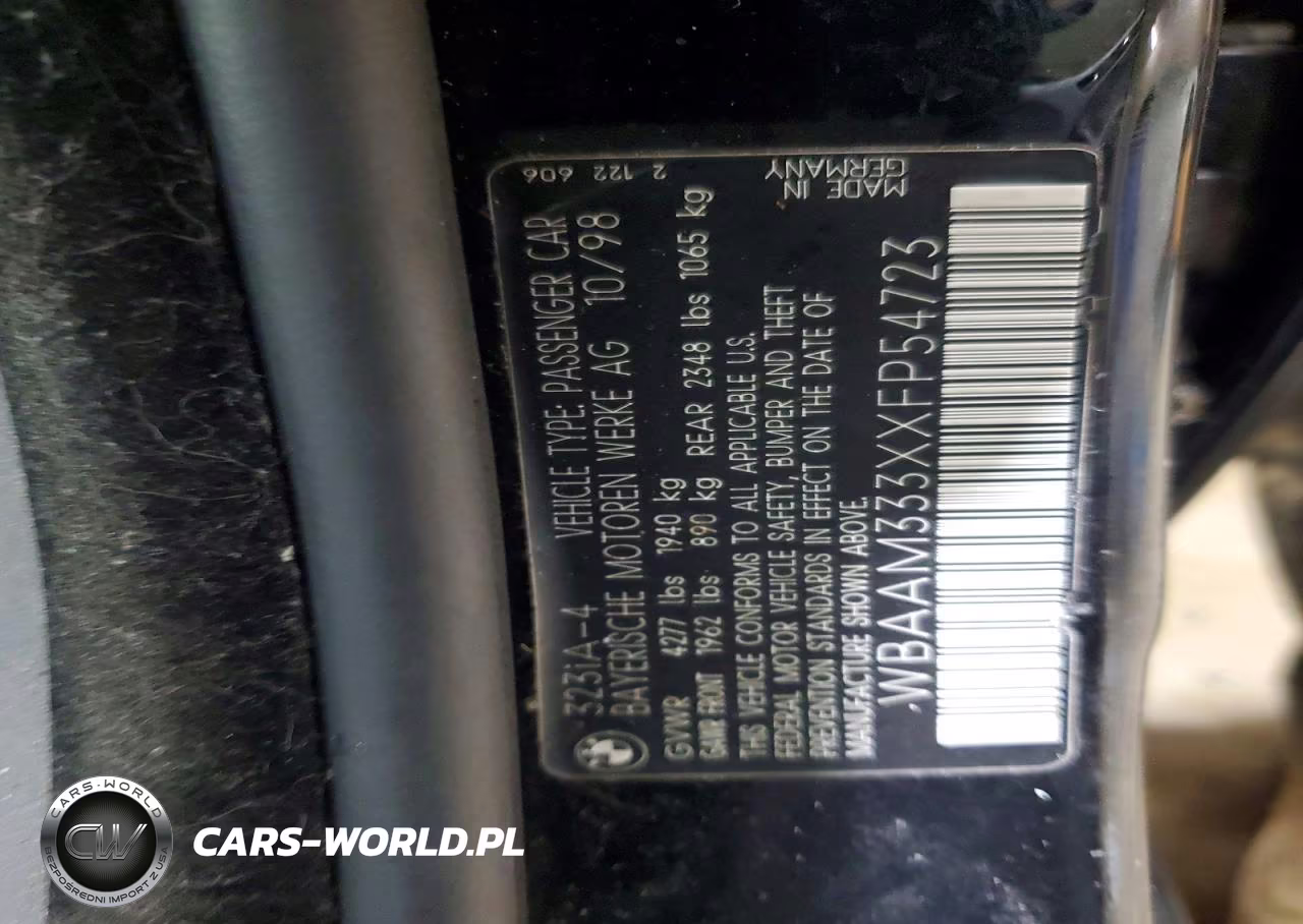 1999 BMW 323 I Automatic VIN:WBAAM333XXFP54723 - 13