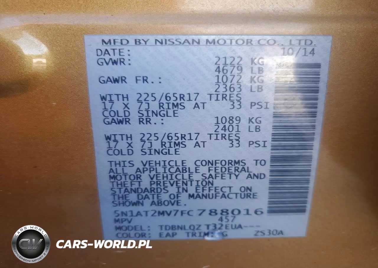 2015 Nissan Rogue Sv VIN:5N1AT2MV7FC788016 - 14