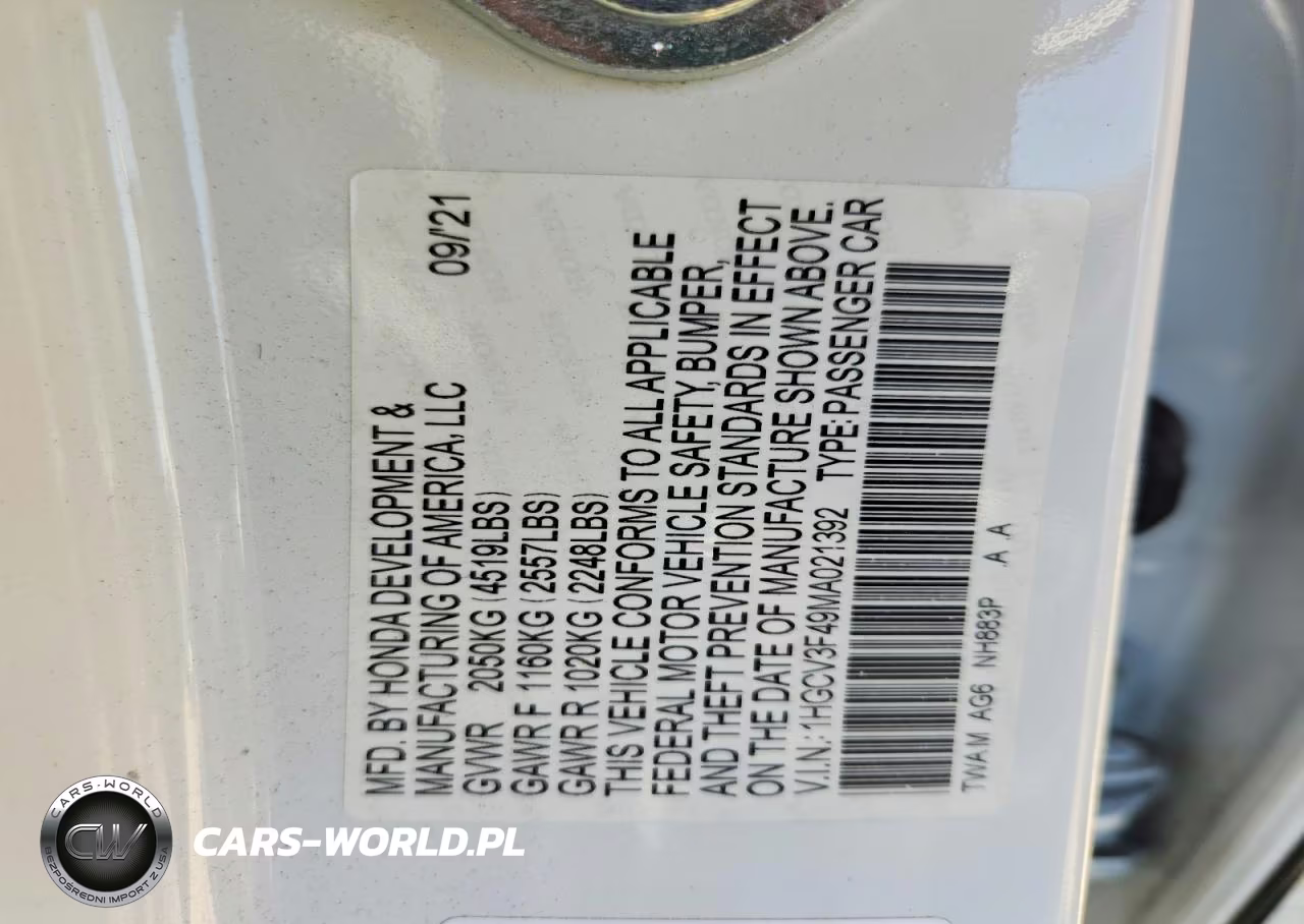 2021 Honda Accord Hybrid Ex VIN:1HGCV3F49MA021392 - 13