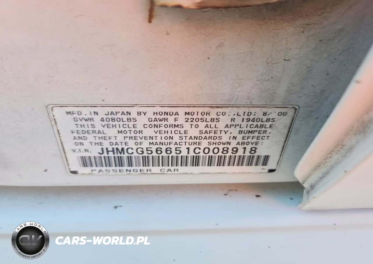 2001 Honda Accord Ex VIN:JHMCG56651C008918 - 12