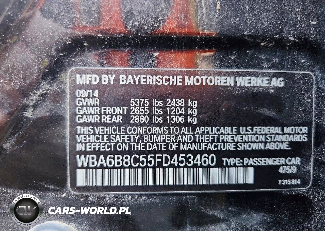 2015 BMW 640 Xi Gran Coupe VIN:WBA6B8C55FD453460 - 12