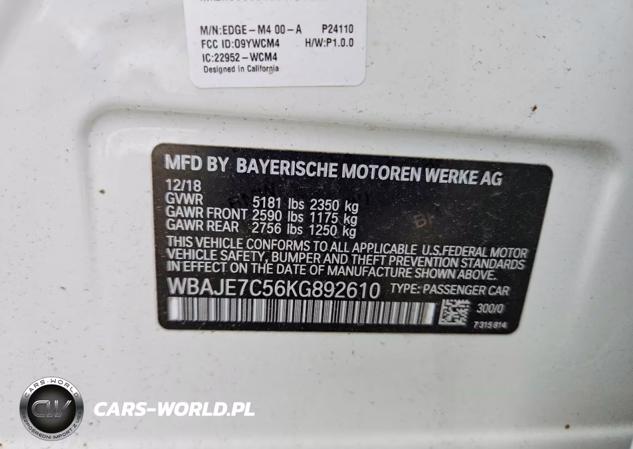 2019 BMW 540 Xi VIN:WBAJE7C56KG892610 - 13