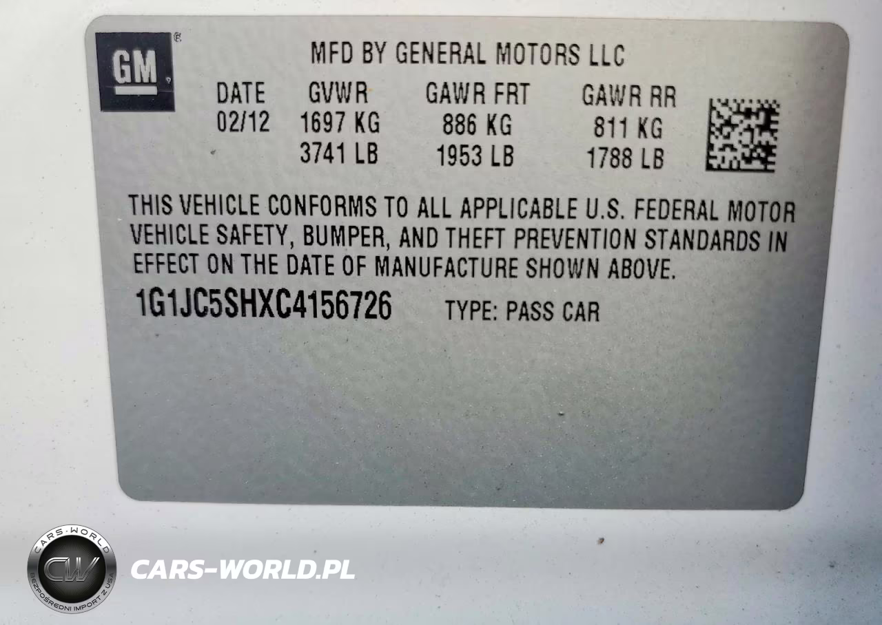 2012 Chevrolet Sonic Lt VIN:1G1JC5SHXC4156726 - 12