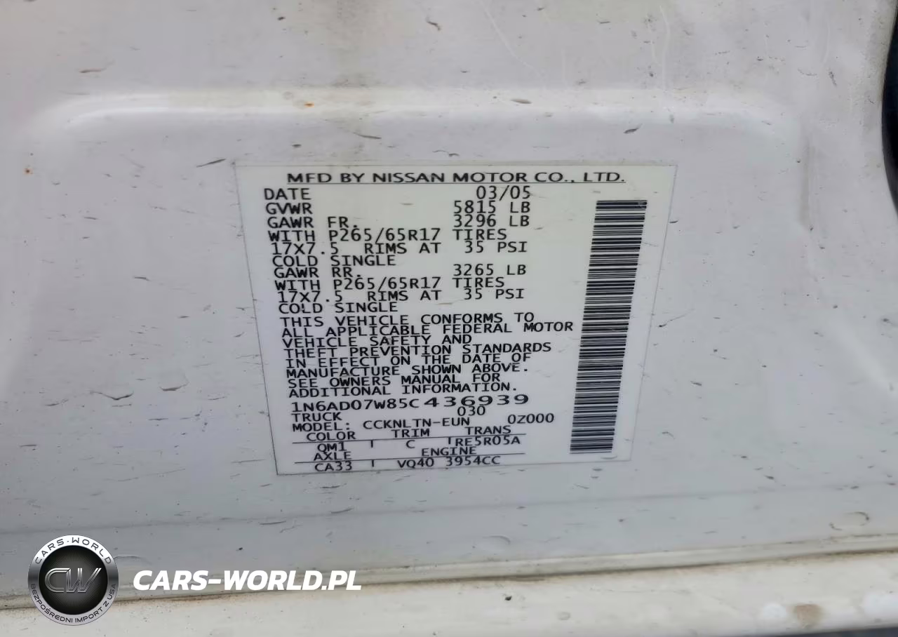 2005 Nissan Frontier Se VIN:1N6AD07W85C436939 - 12