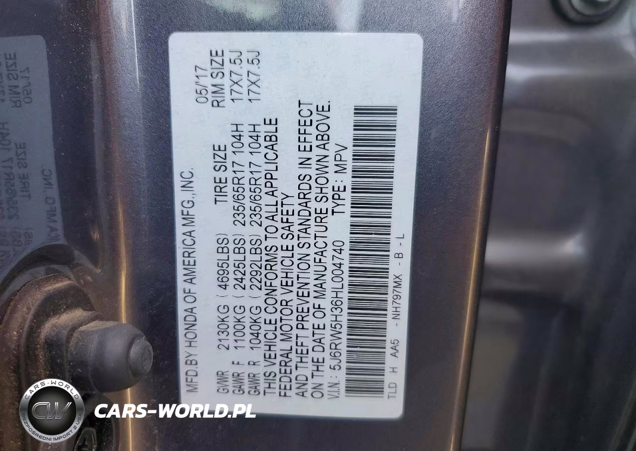 2017 Honda Cr-V Lx VIN:5J6RW5H36HL004740 - 13