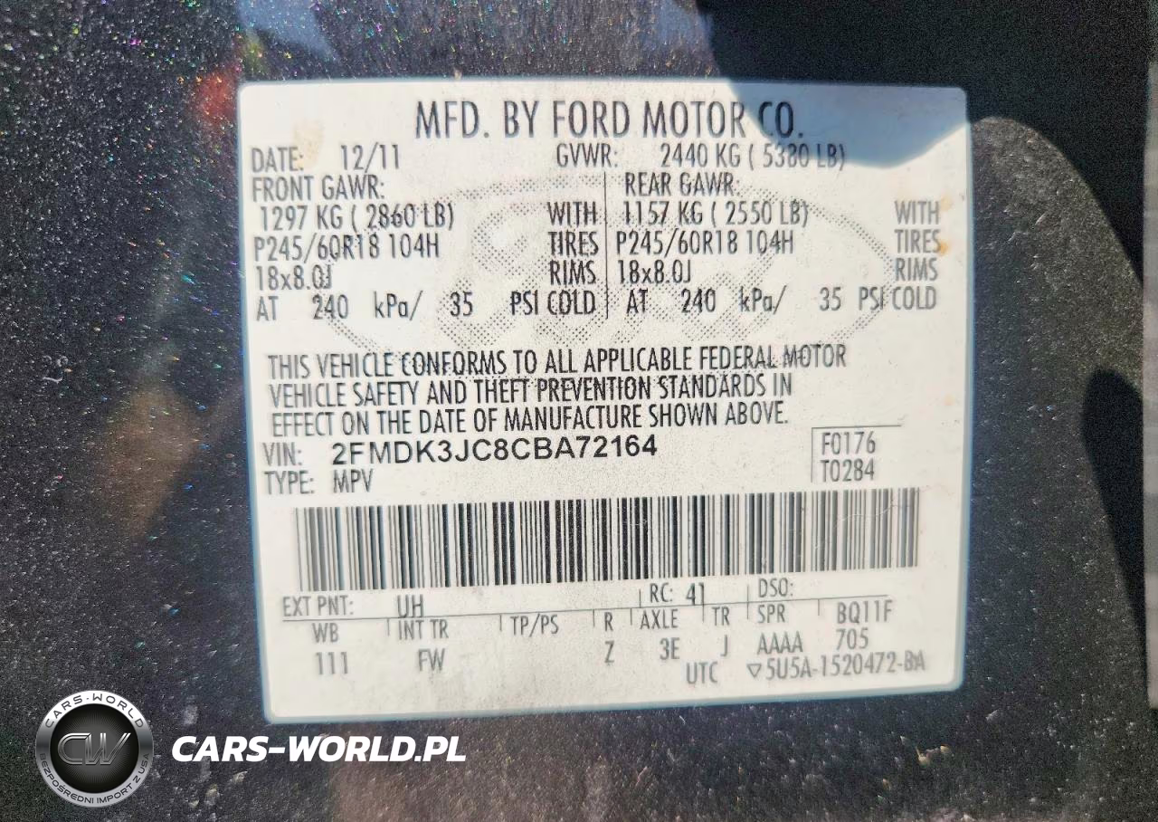 2012 Ford Edge Sel VIN:2FMDK3JC8CBA72164 - 12