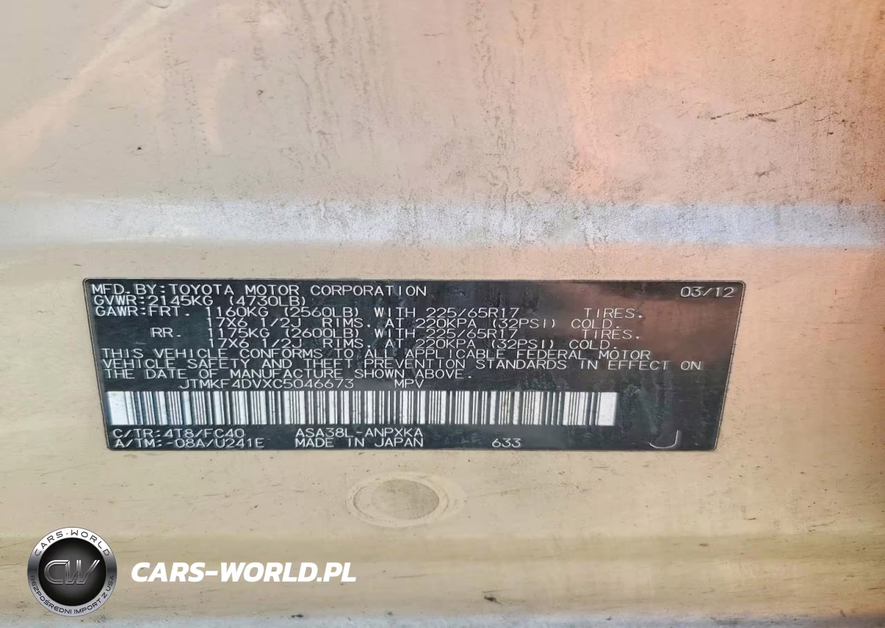 2012 Toyota Rav4 Base VIN:JTMKF4DVXC5046673 - 13