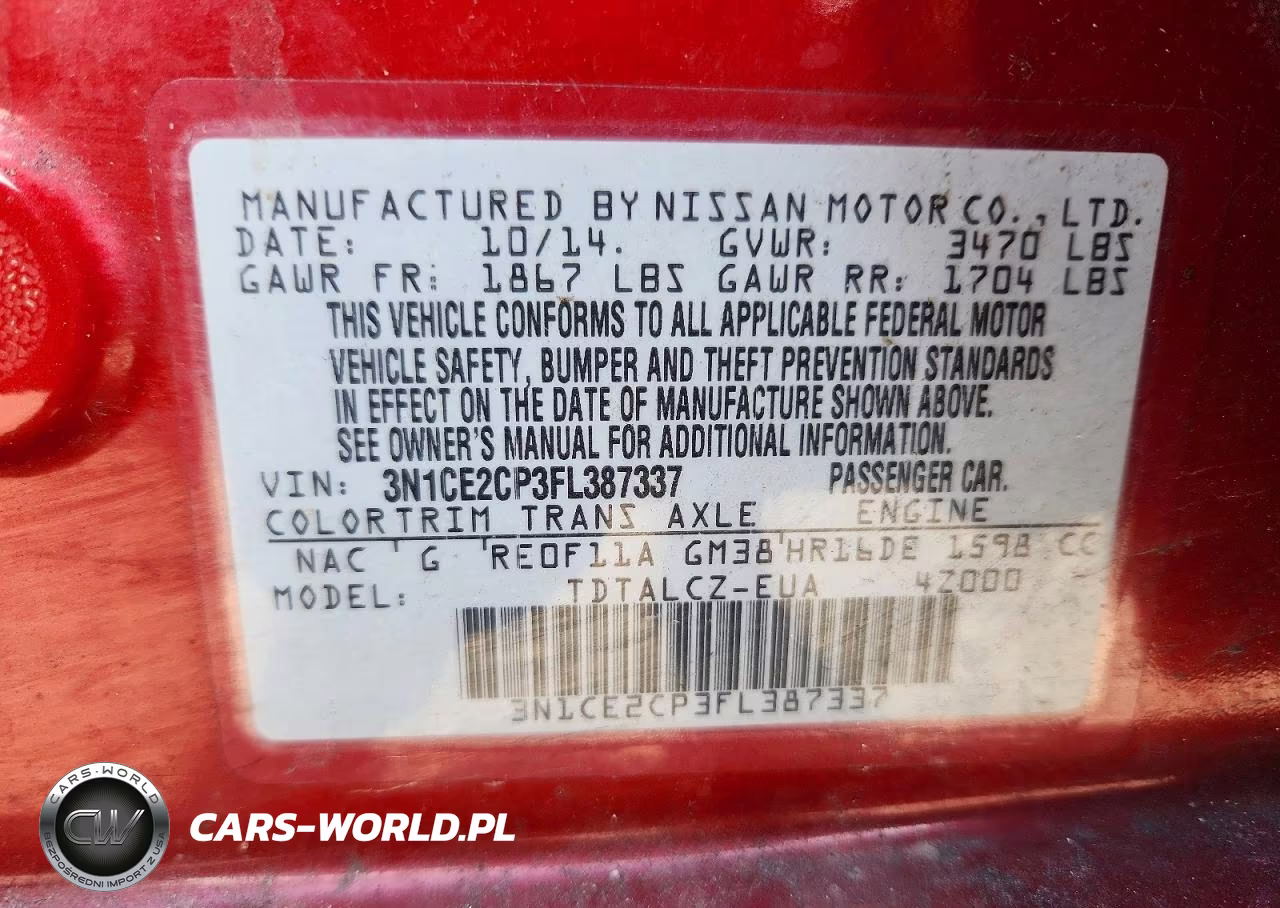 2015 Nissan Versa Note S Plus VIN:3N1CE2CP3FL387337 - 12