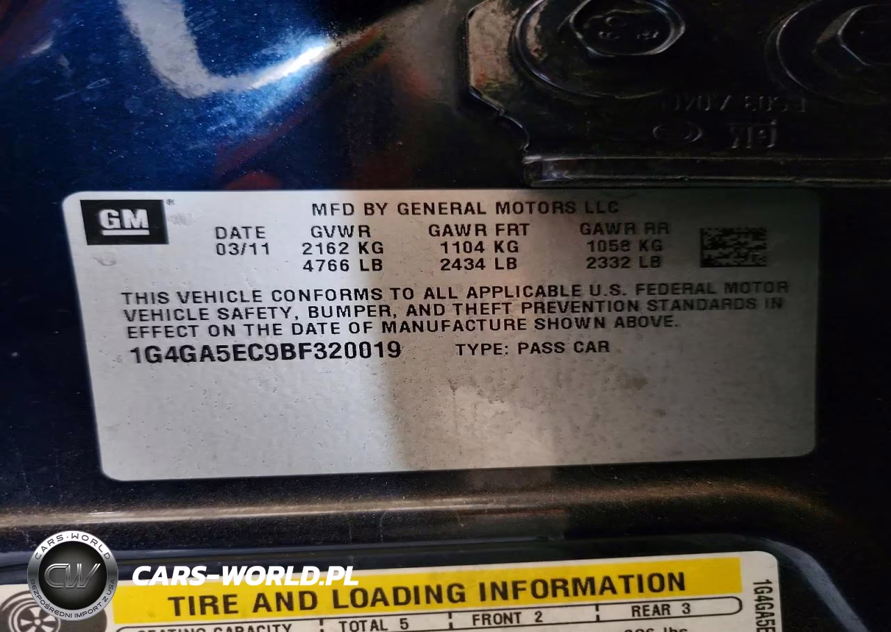 2011 Buick Lacrosse Cx VIN:1G4GA5EC9BF320019 - 12