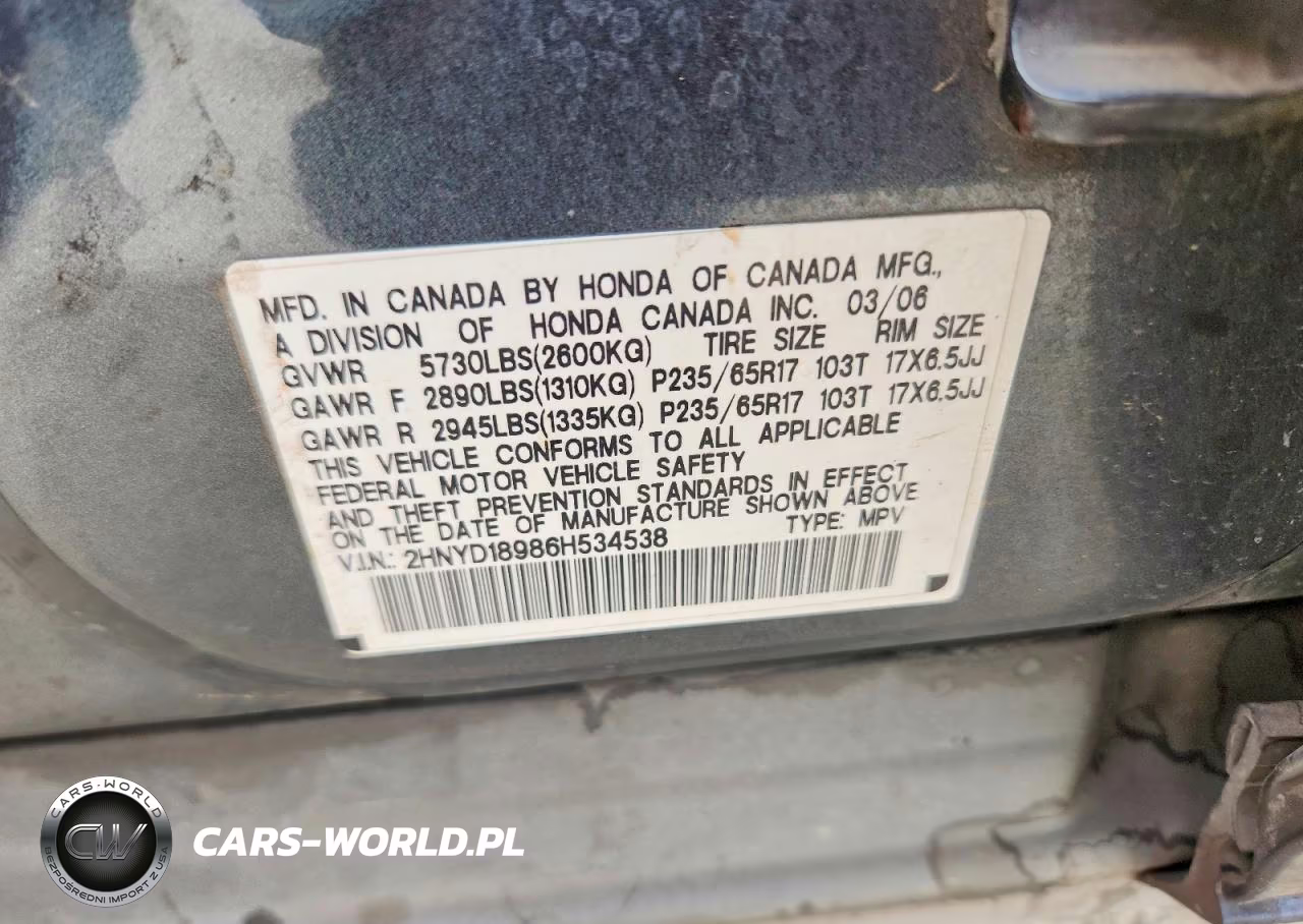 2006 Acura Mdx Touring VIN:2HNYD18986H534538 - 12
