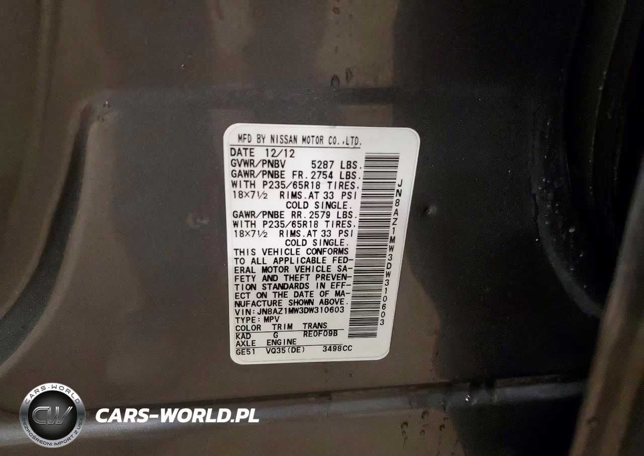 2013 Nissan Murano S VIN:JN8AZ1MW3DW310603 - 14