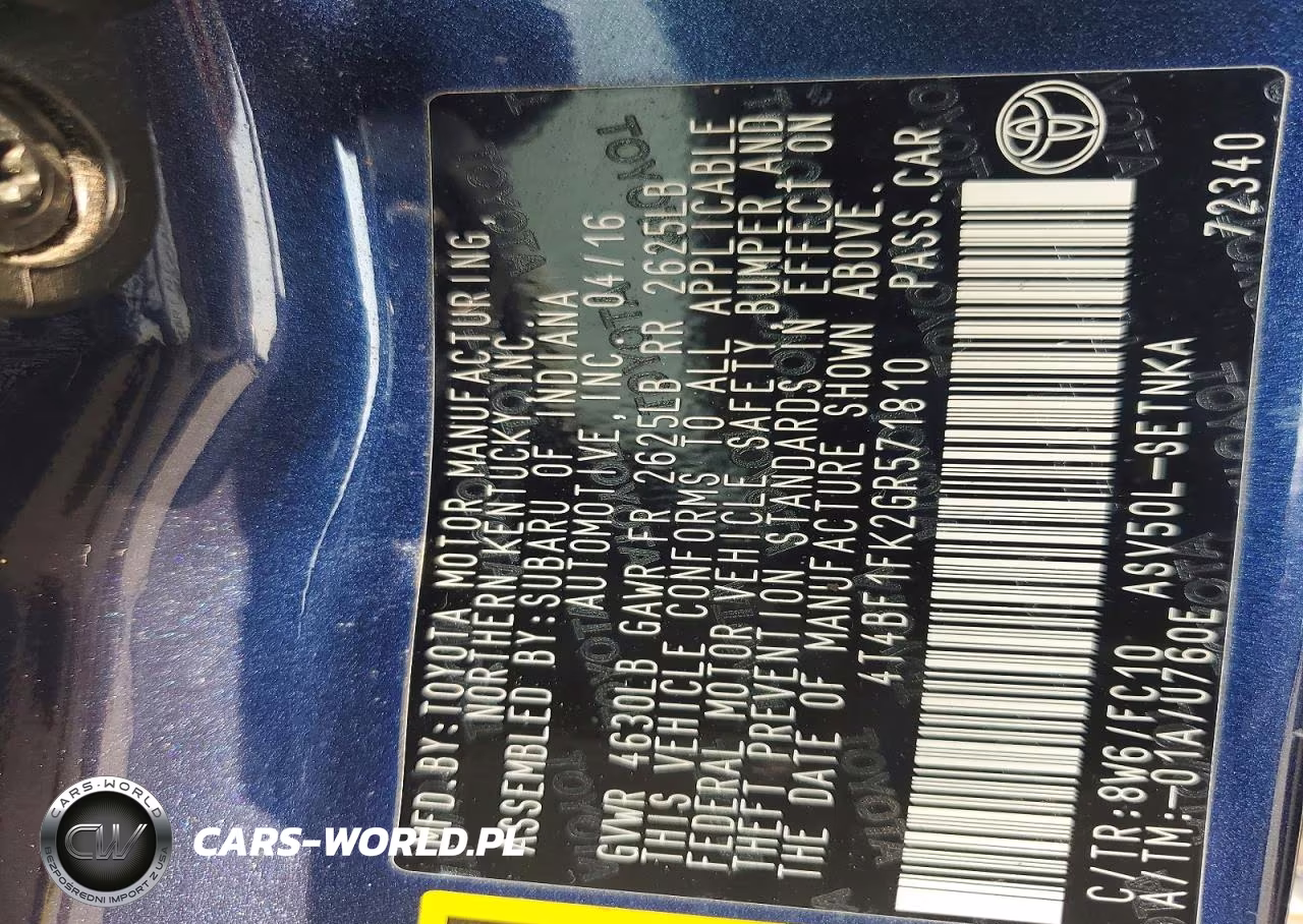 2016 Toyota Camry Le VIN:4T4BF1FK2GR571810 - 12
