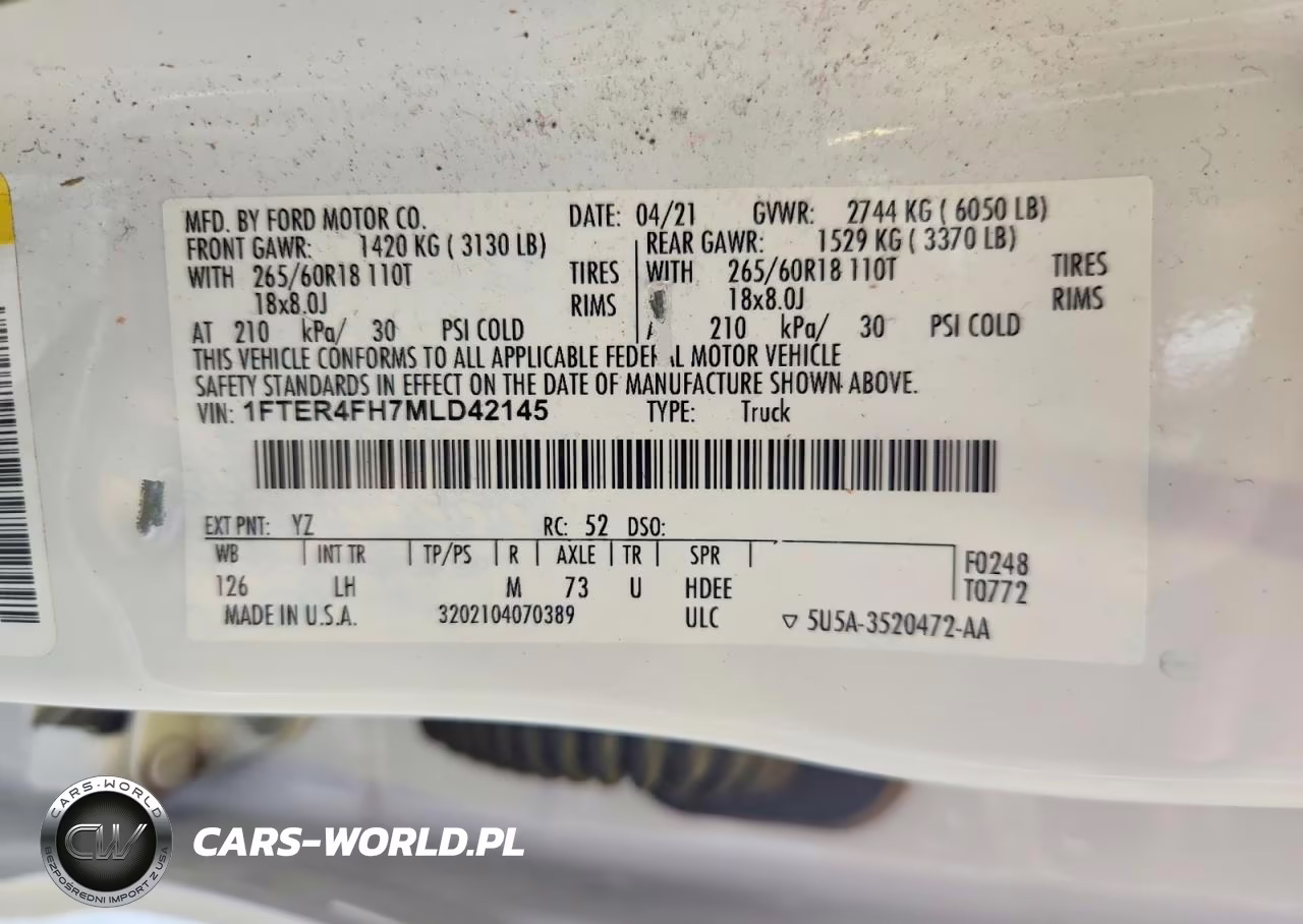 2021 Ford Ranger Xl VIN:1FTER4FH7MLD42145 - 12