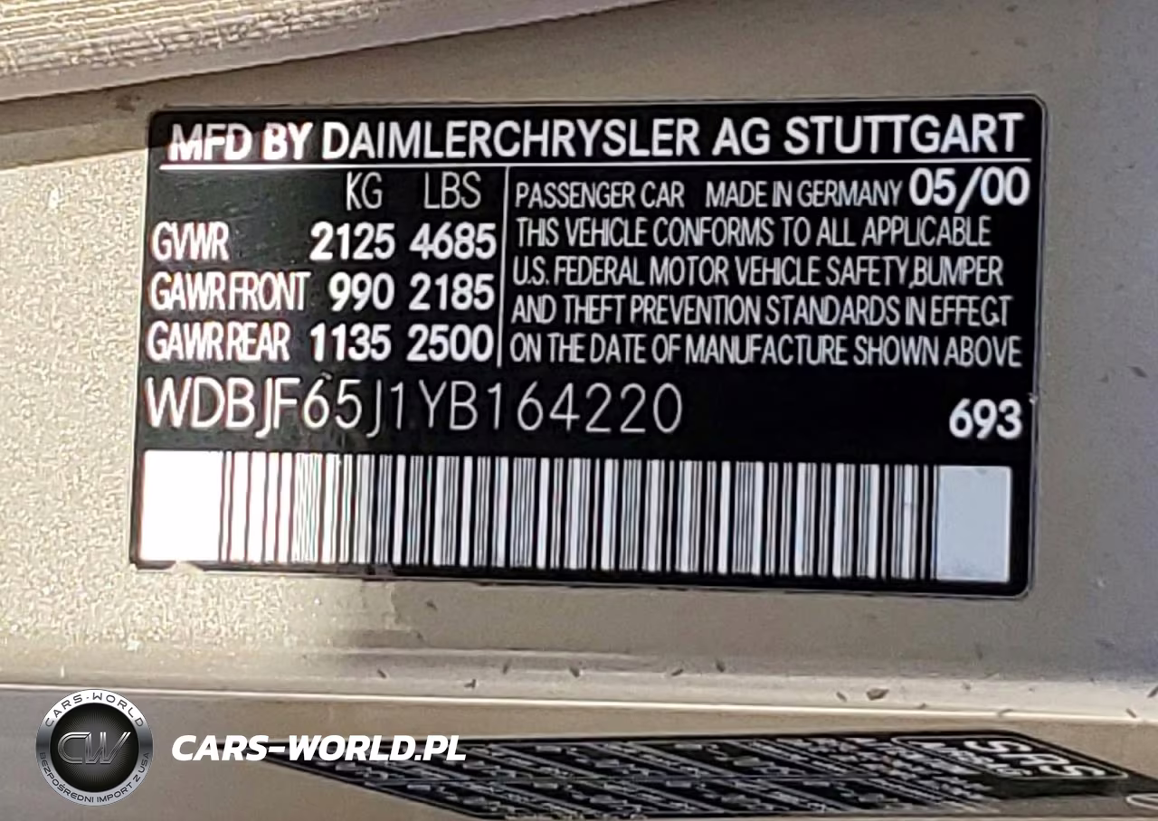 2000 Mercedes-Benz E 320 VIN:WDBJF65J1YB164220 - 12