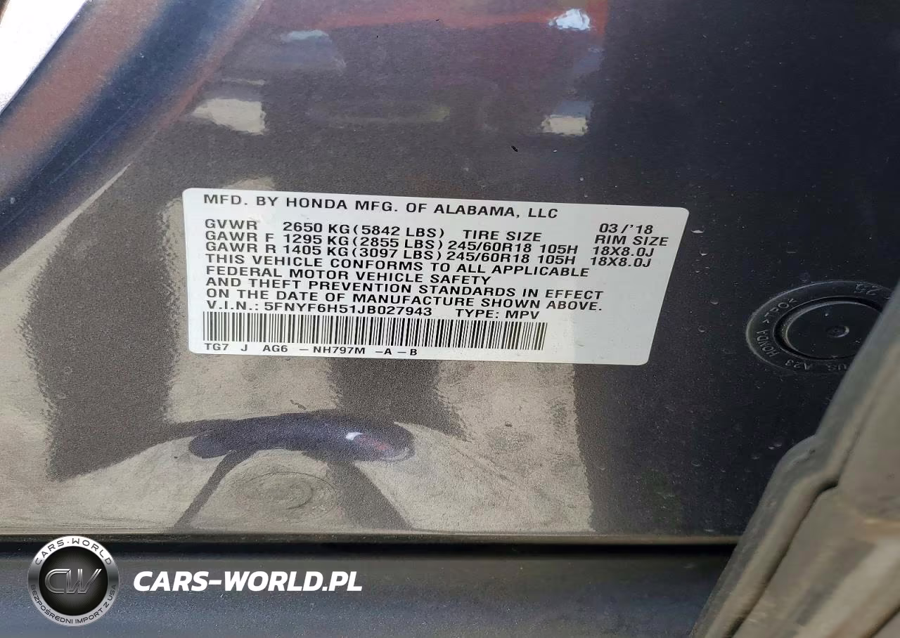 2018 Honda Pilot Exl VIN:5FNYF6H51JB027943 - 13
