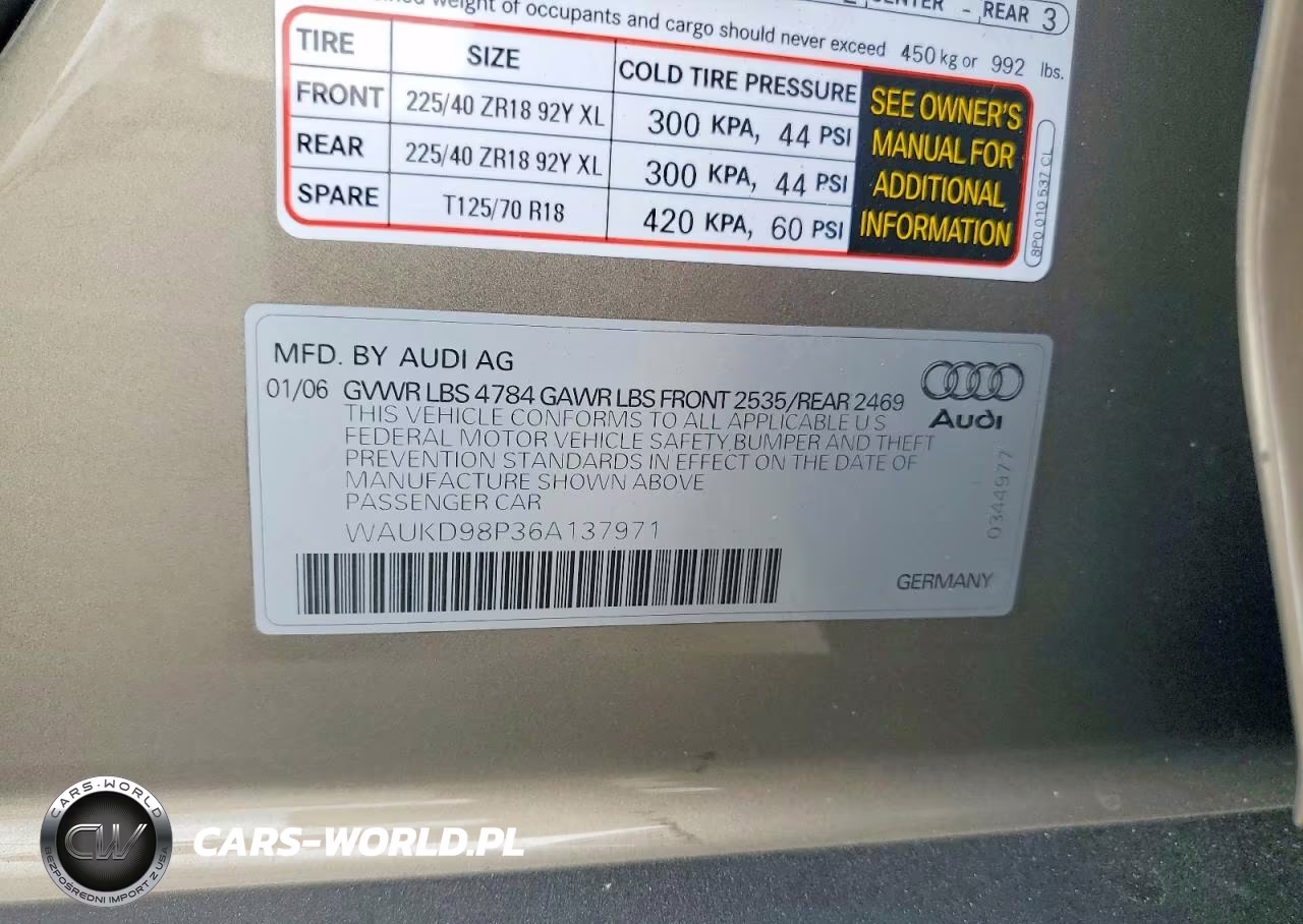 2006 Audi A3 S-Line 3.2 Quattro VIN:WAUKD98P36A137971 - 12