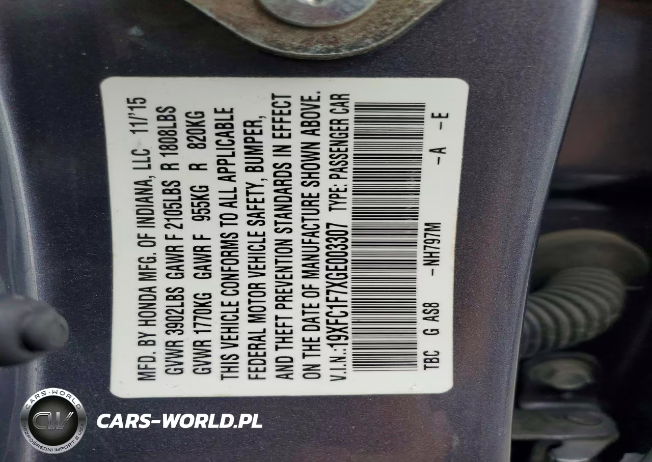 2016 Honda Civic Exl VIN:19XFC1F7XGE003307 - 12