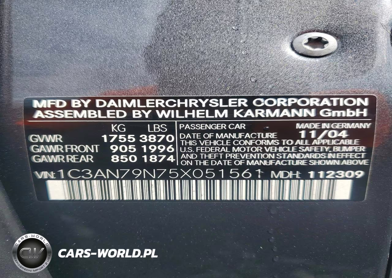 2005 Chrysler Crossfire Srt-6 VIN:1C3AN79N75X051561 - 12