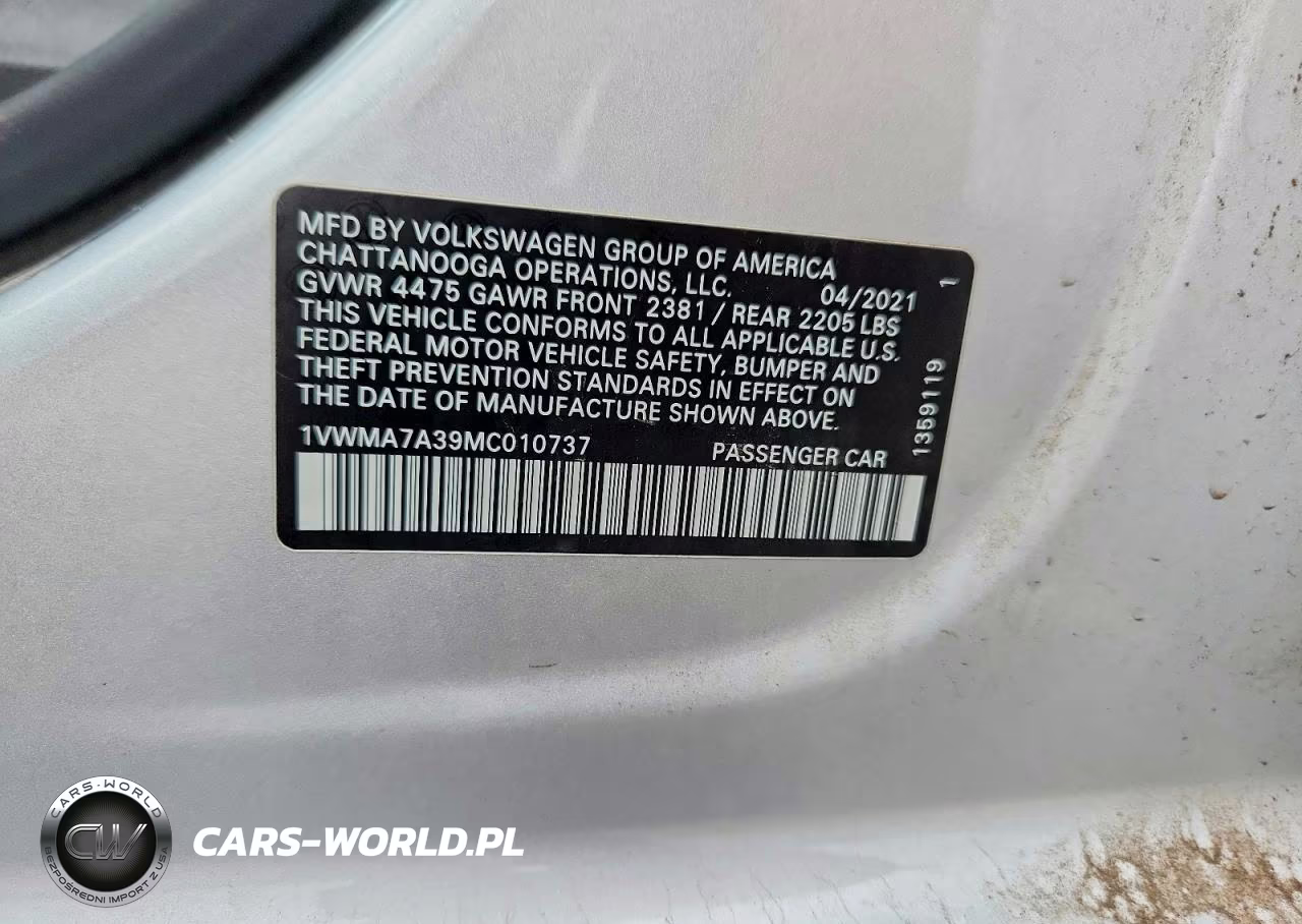 2021 Volkswagen Passat R-Line VIN:1VWMA7A39MC010737 - 13