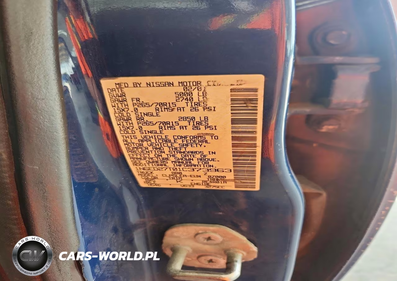 2001 Nissan Frontier Xe VIN:1N6ED27T01C373963 - 12