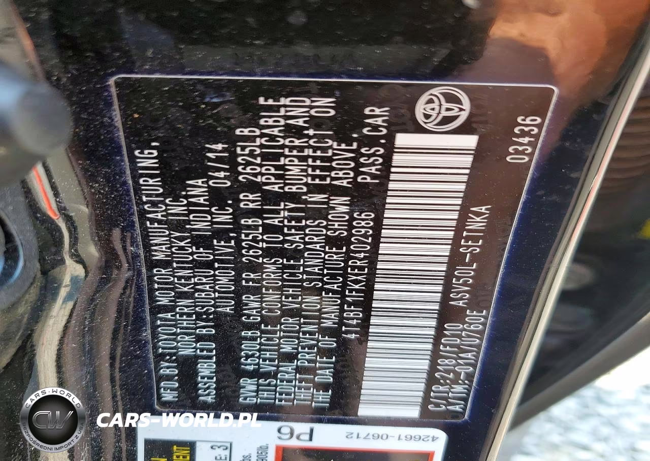 2014 Toyota Camry Le VIN:4T4BF1FKXER402986 - 12