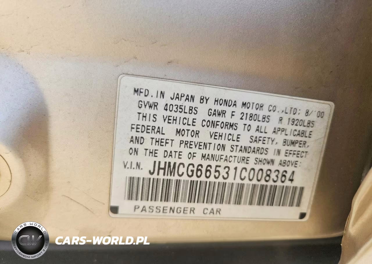 2001 Honda Accord Lx VIN:JHMCG66531C008364 - 12