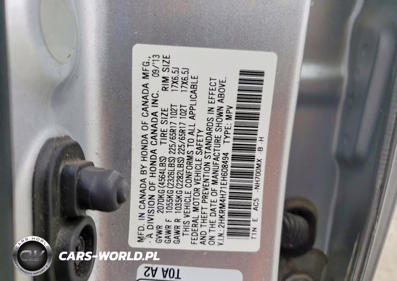 2014 Honda Cr-V Exl VIN:2HKRM4H71EH608494 - 12