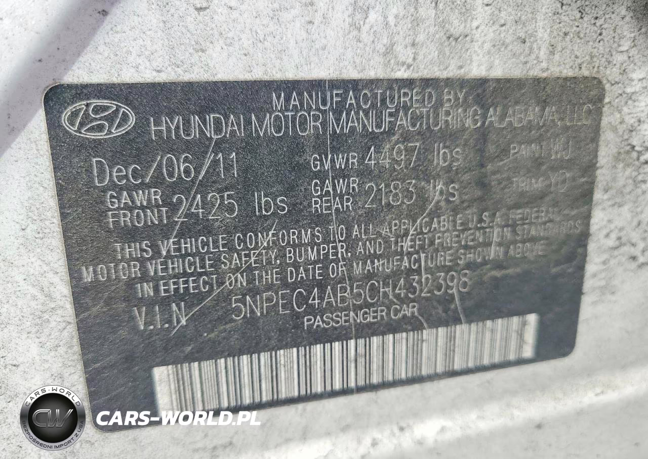 2012 Hyundai Sonata Limited 2.0T VIN:5NPEC4AB5CH432398 - 12