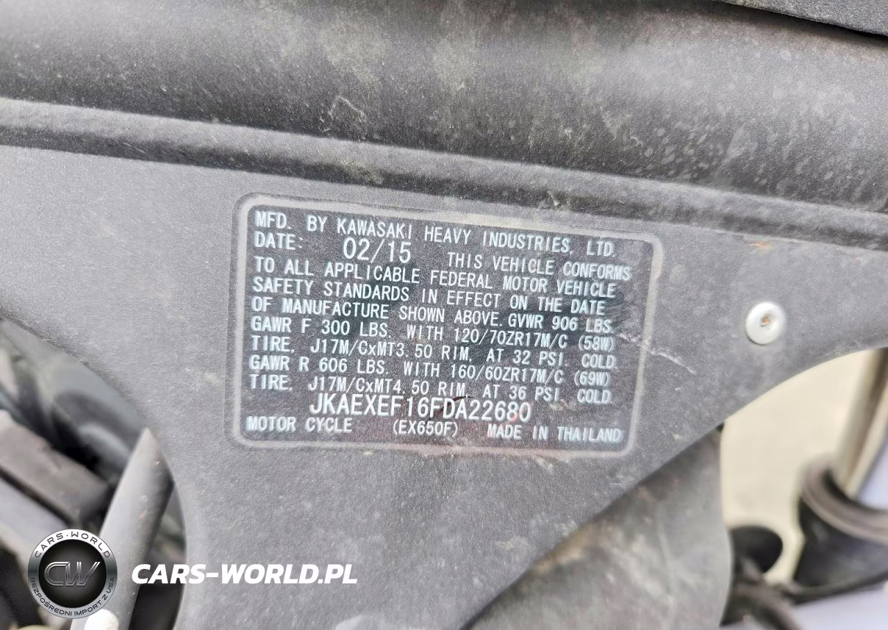 2015 Kawasaki Ex650 F VIN:JKAEXEF16FDA22680 - 9