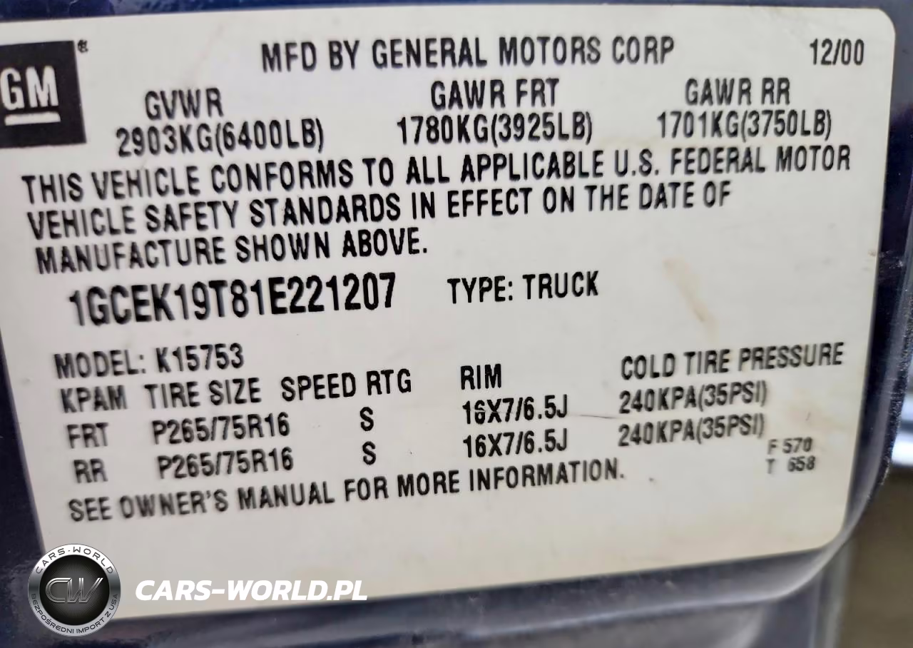 2001 Chevrolet Silverado K1500 VIN:1GCEK19T81E221207 - 13