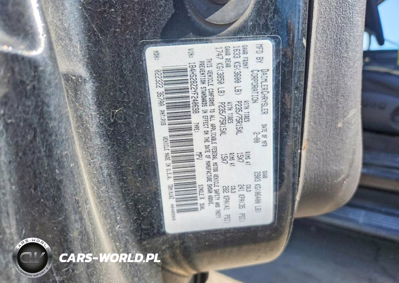 2000 Dodge Durango VIN:1B4HS28Z2YF240698 - 12