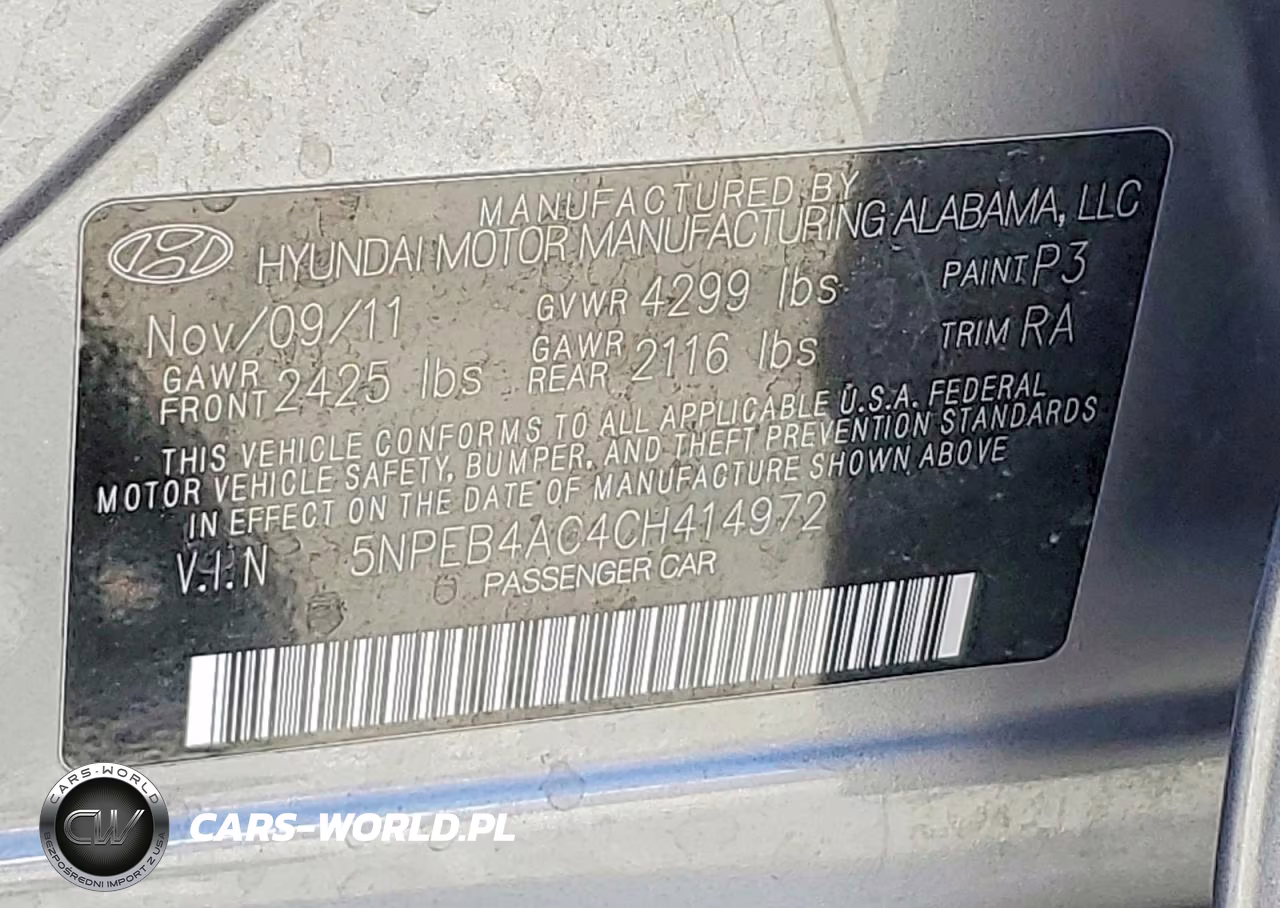 2012 Hyundai Sonata Gls VIN:5NPEB4AC4CH414972 - 12