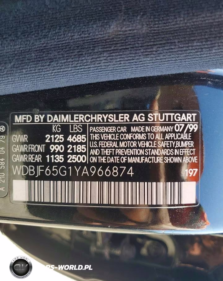 2000 Mercedes-Benz E 320 VIN:WDBJF65G1YA966874 - 12