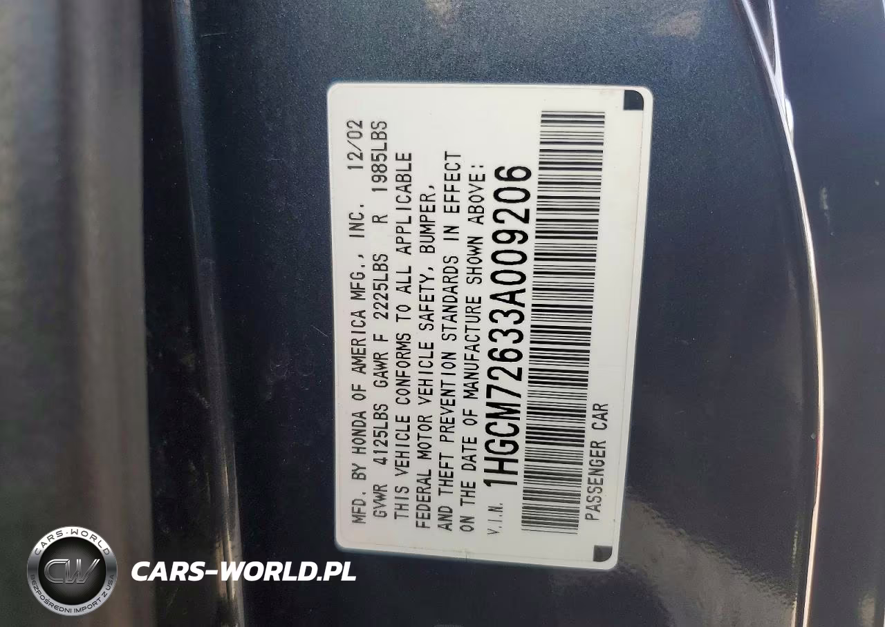2003 Honda Accord Ex VIN:1HGCM72633A009206 - 12