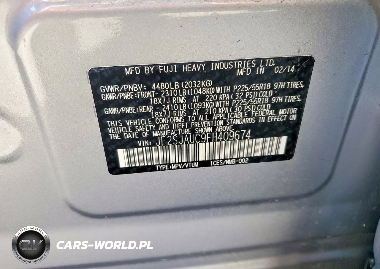 2015 Subaru Forester 2.5I VIN:JF2SJAUC9FH409674 - 12
