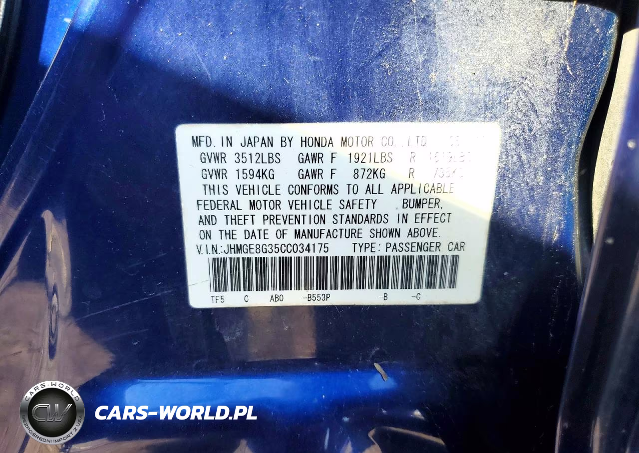 2012 Honda Fit VIN:JHMGE8G35CC034175 - 13