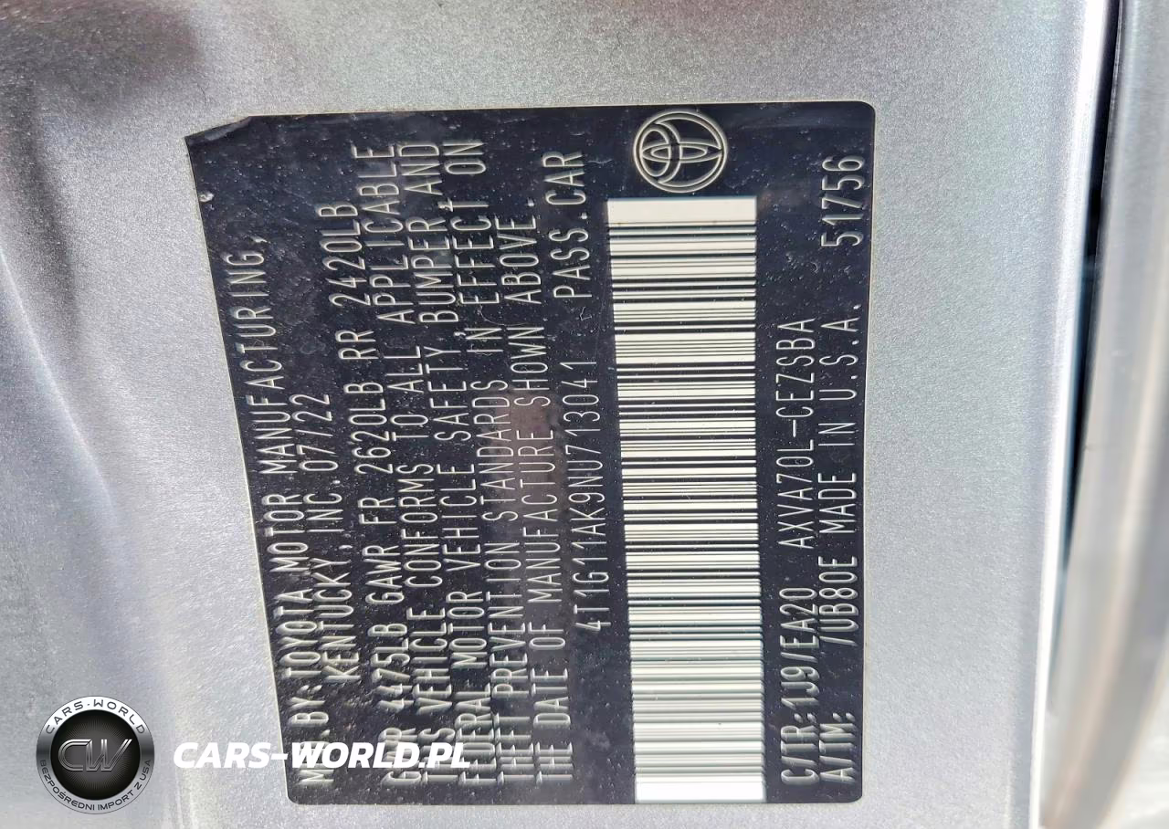 2022 Toyota Camry Se VIN:4T1G11AK9NU713041 - 13