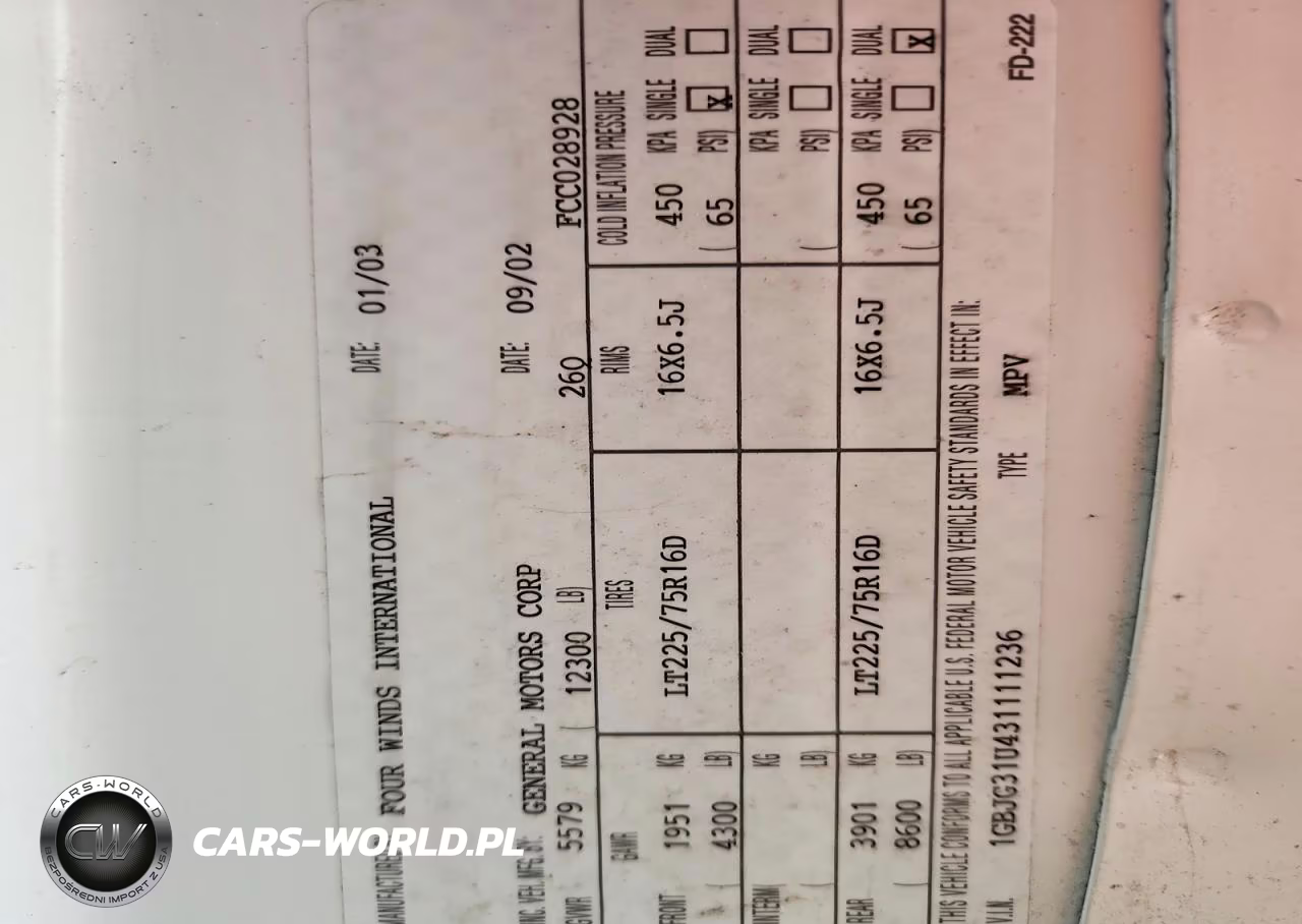 2003 Four Winds Rv VIN:1GBJG31U431111236 - 10