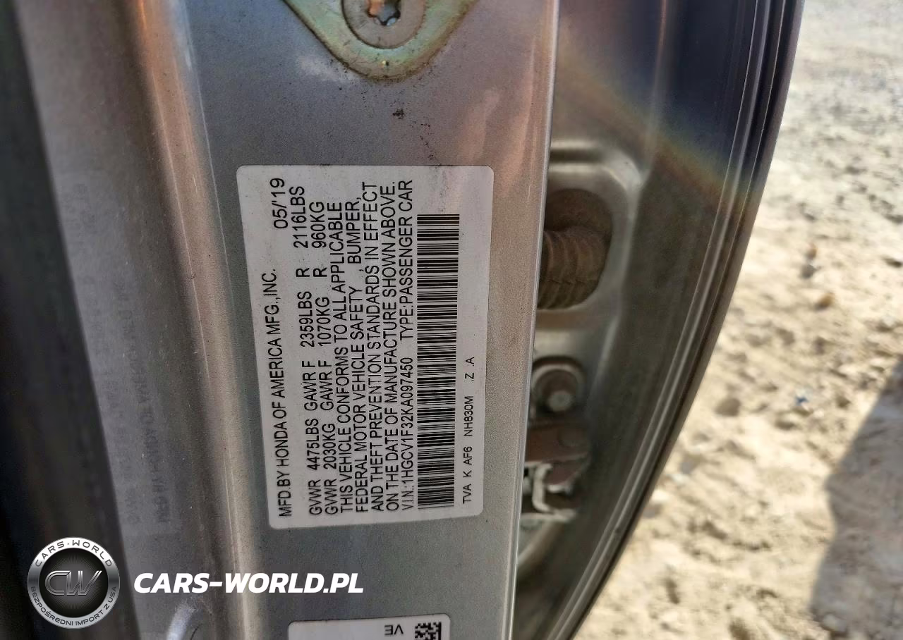 2019 Honda Accord Sport VIN:1HGCV1F32KA097450 - 12