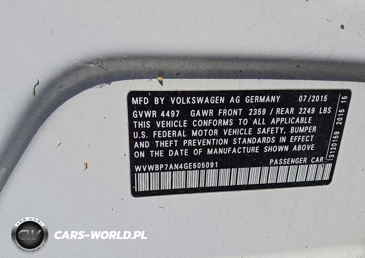 2016 Volkswagen Cc Base VIN:WVWBP7AN4GE505091 - 5
