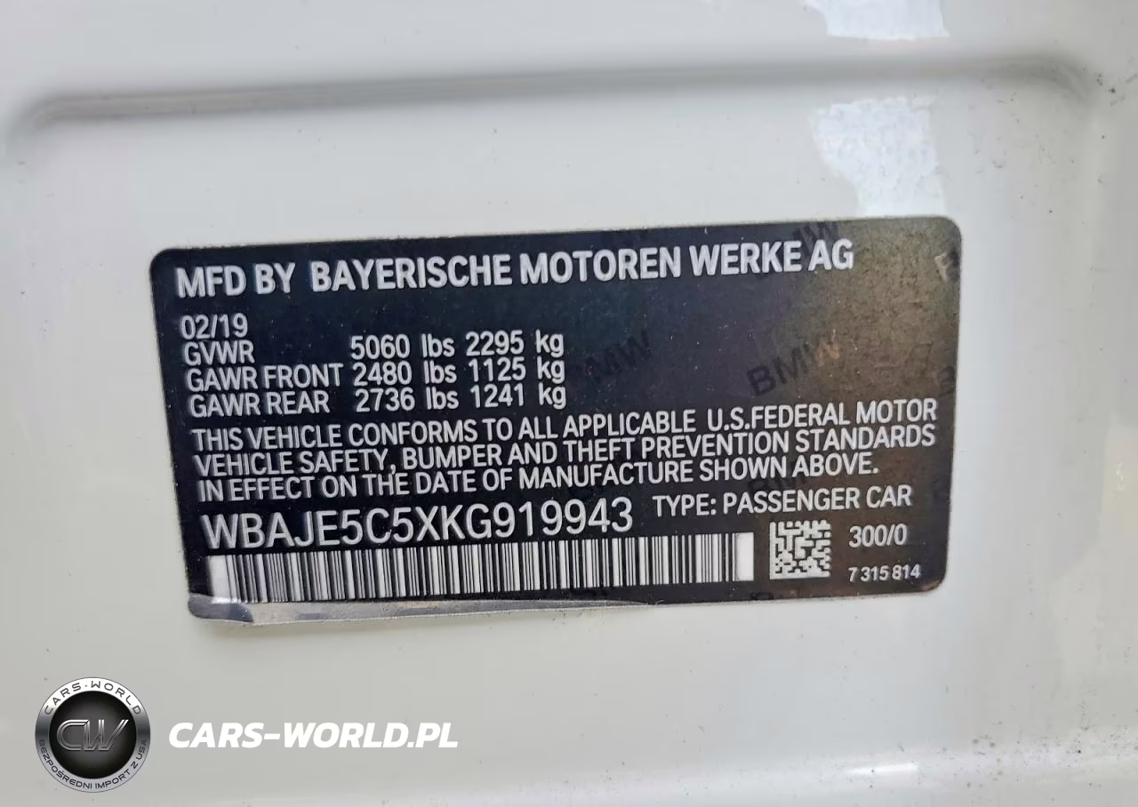 2019 BMW 540 I VIN:WBAJE5C5XKG919943 - 12