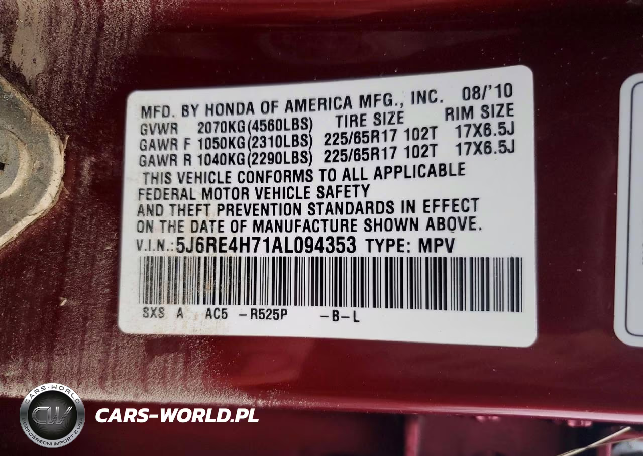 2010 Honda Cr-V Exl VIN:5J6RE4H71AL094353 - 13