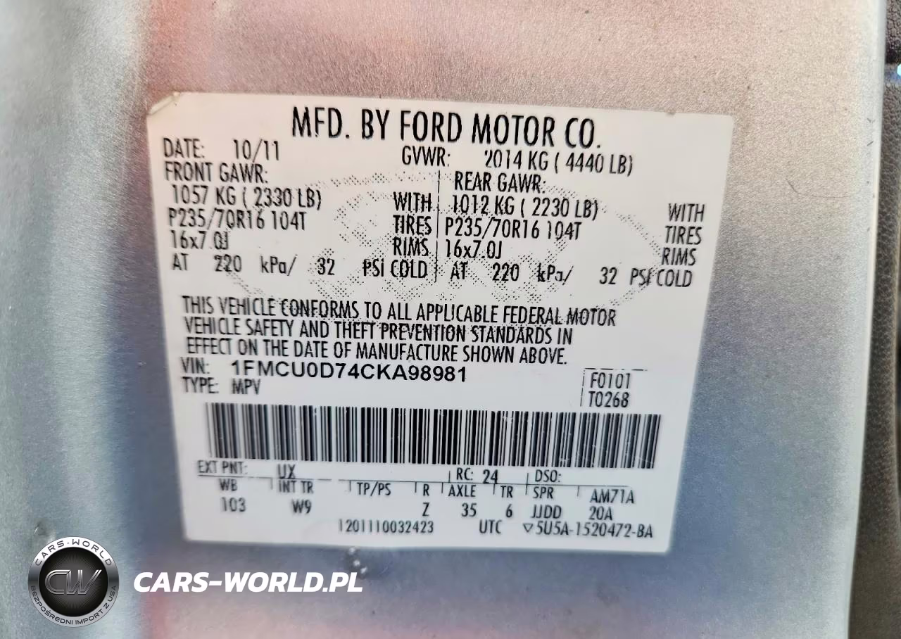 2012 Ford Escape Xlt VIN:1FMCU0D74CKA98981 - 13