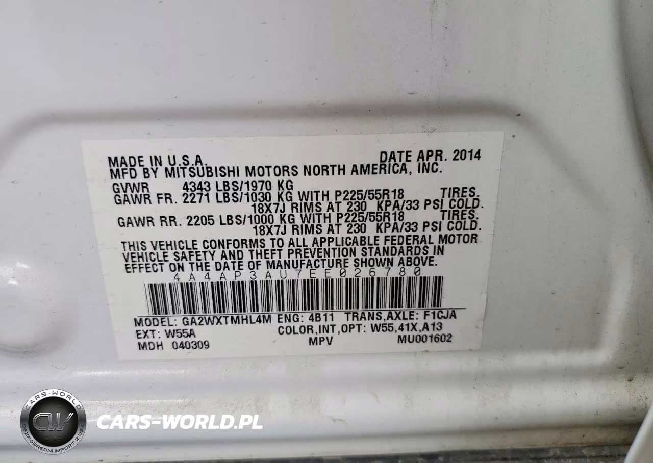 2014 Mitsubishi Outlander Sport Es VIN:4A4AP3AU7EE026780 - 13