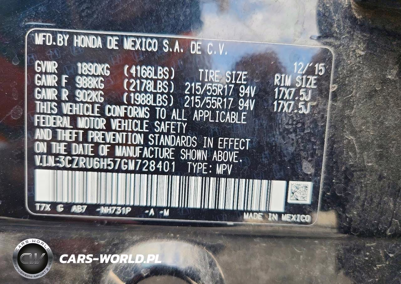2016 Honda Hr-V Ex VIN:3CZRU6H57GM728401 - 12