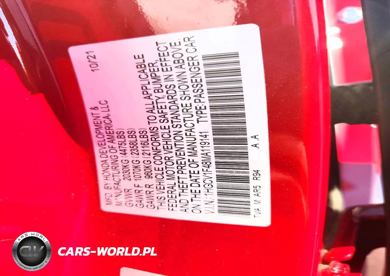 2021 Honda Accord Sport Se VIN:1HGCV1F48MA119141 - 12