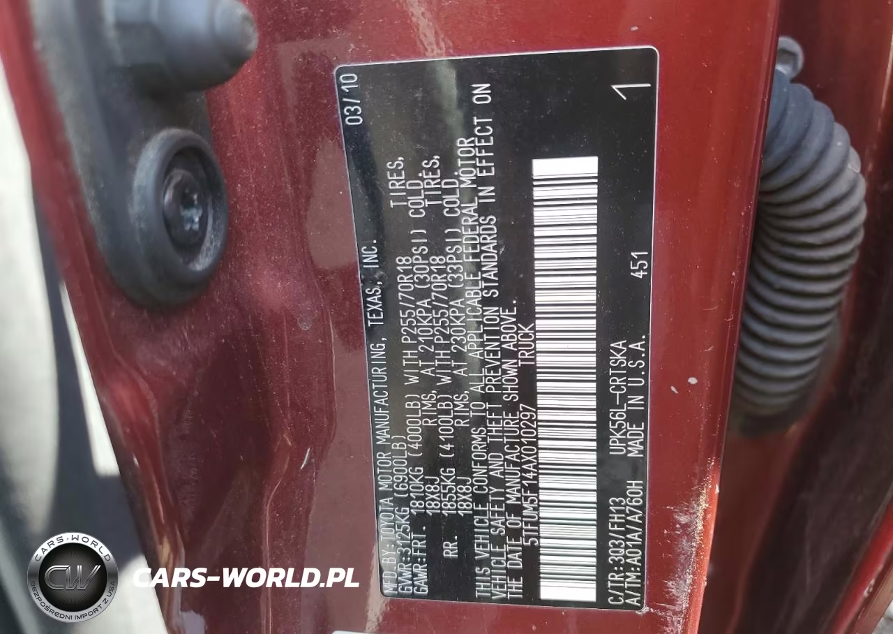 2010 Toyota Tundra Double Cab Sr5 VIN:5TFUM5F14AX010297 - 12